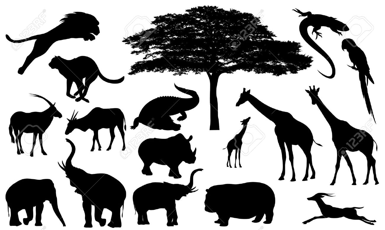 African Animals Clipart Black And White 