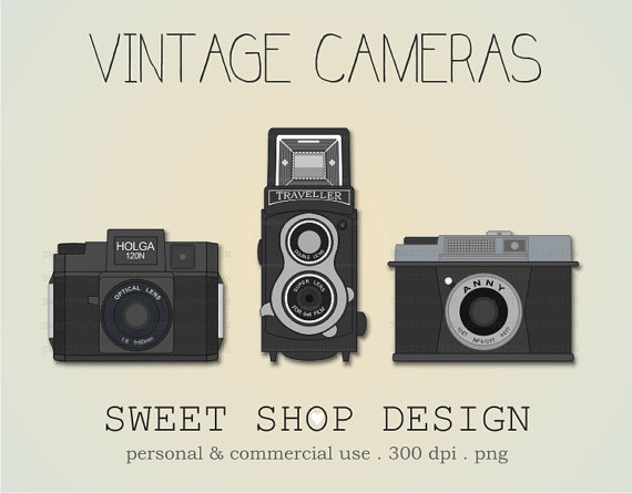 Vintage Camera Clip Art Camera Ilustration by SweetShopDesign 