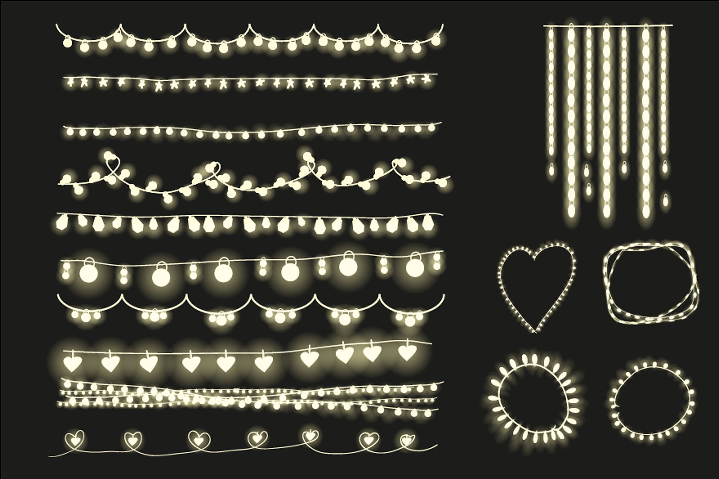 Fairy lights clipart, string lights. ~ Illustrations on Creative 