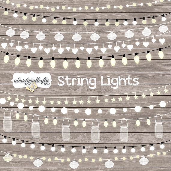 Wedding string lights clipart 