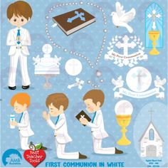 A well, Church and First communion banner
