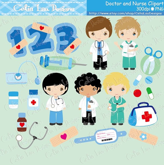 Cute Girls Nurse and Doctor clipart, Career clipart , Doctor Kids 