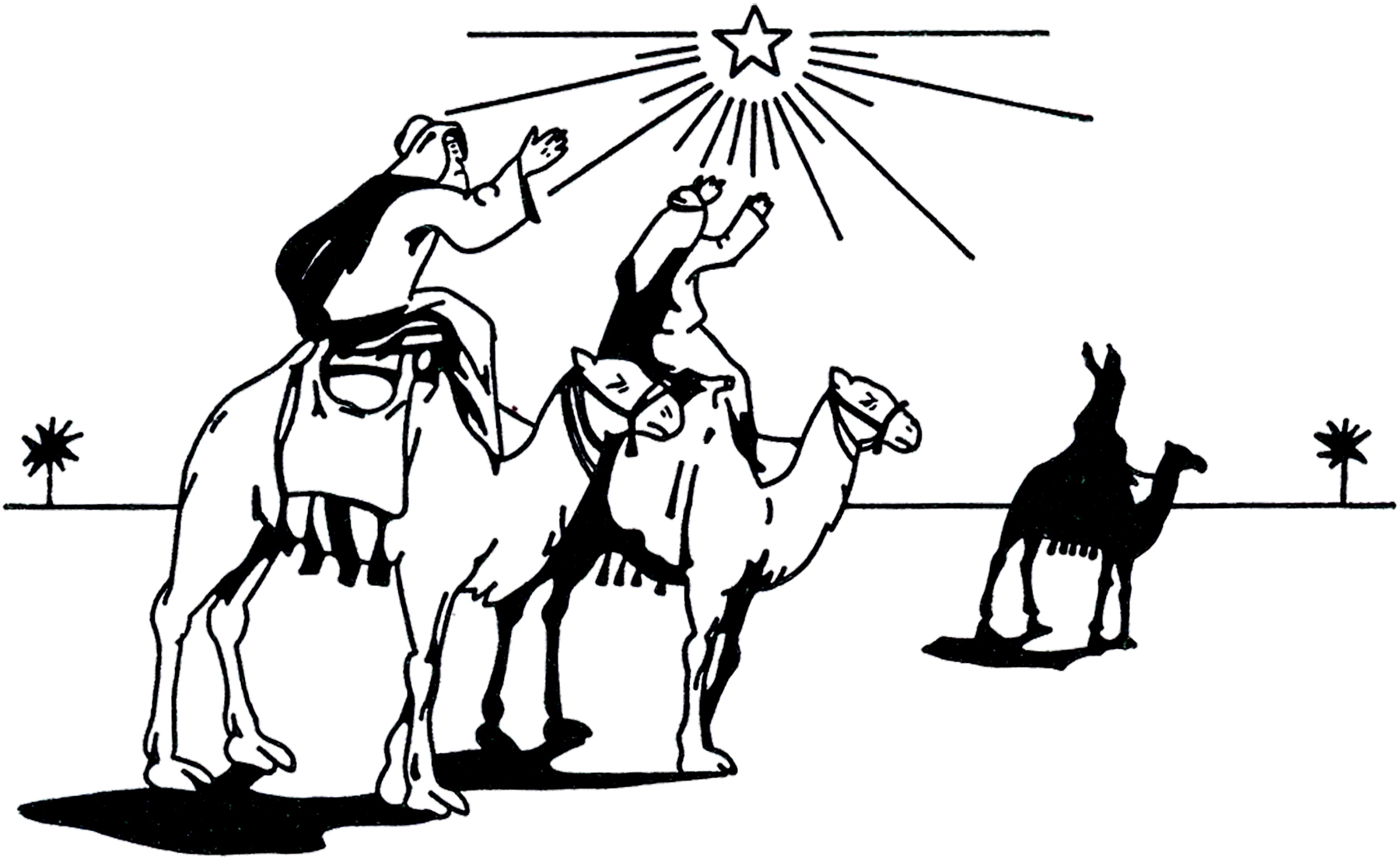 Wise men clipart black and white 