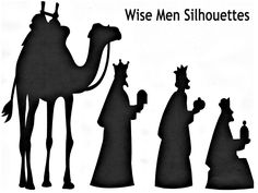 silhouette graphic illustration depicting the three wise men on 