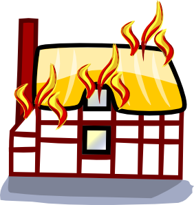 Cartoon Hut On Fire 