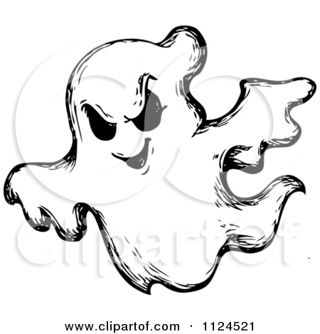 Clipart black and white silhouette evil ghost 