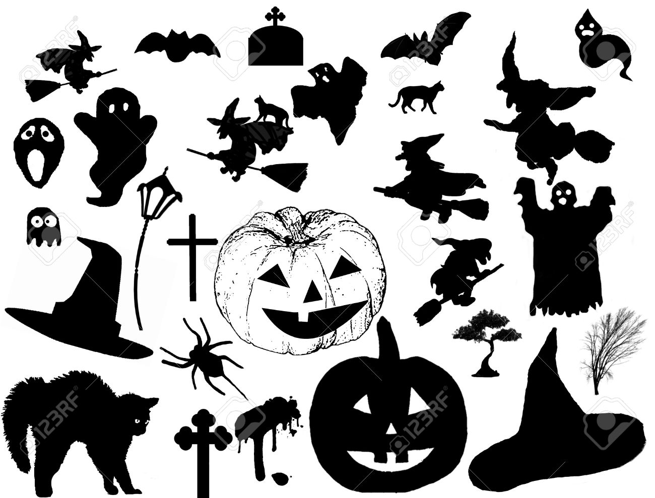 Clipart black and white silhouette evil ghost 