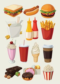 A collection of four beautiful vector food clip art sets with 