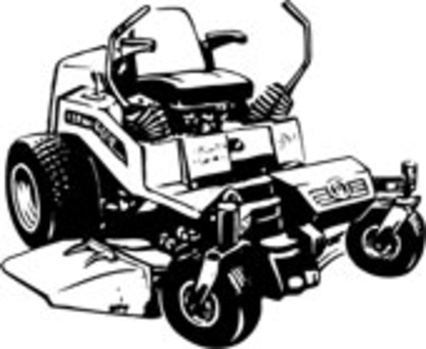 Lawn Mowing Silhouettes Clipart 