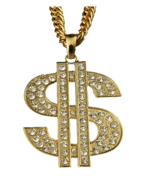 Thug Life Gold Chain Diamonds transparent PNG 