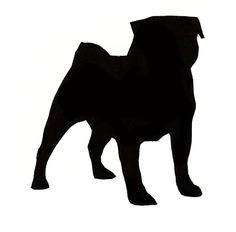 Free Pug Dog Clip Art Image: Pug dog silhouette with the word 