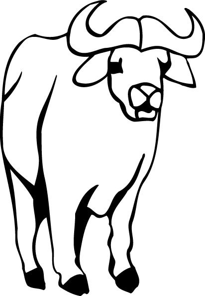 cartoon bison colouring page for kids 