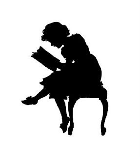 Antique Image: Free Clip Art of Antique Silhouette: Girl Reading 