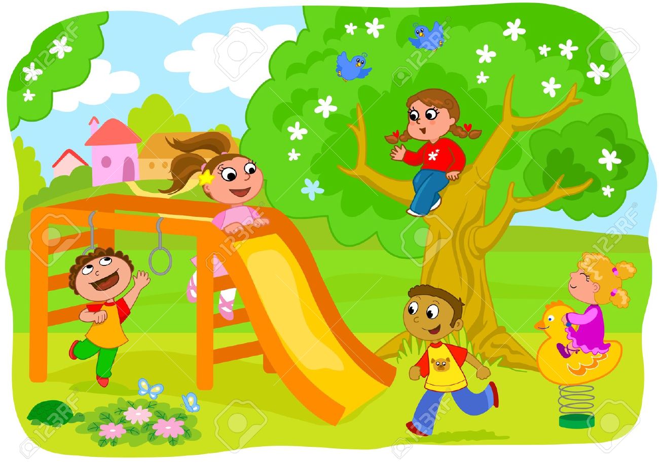 Kids Playing Outside Clipart