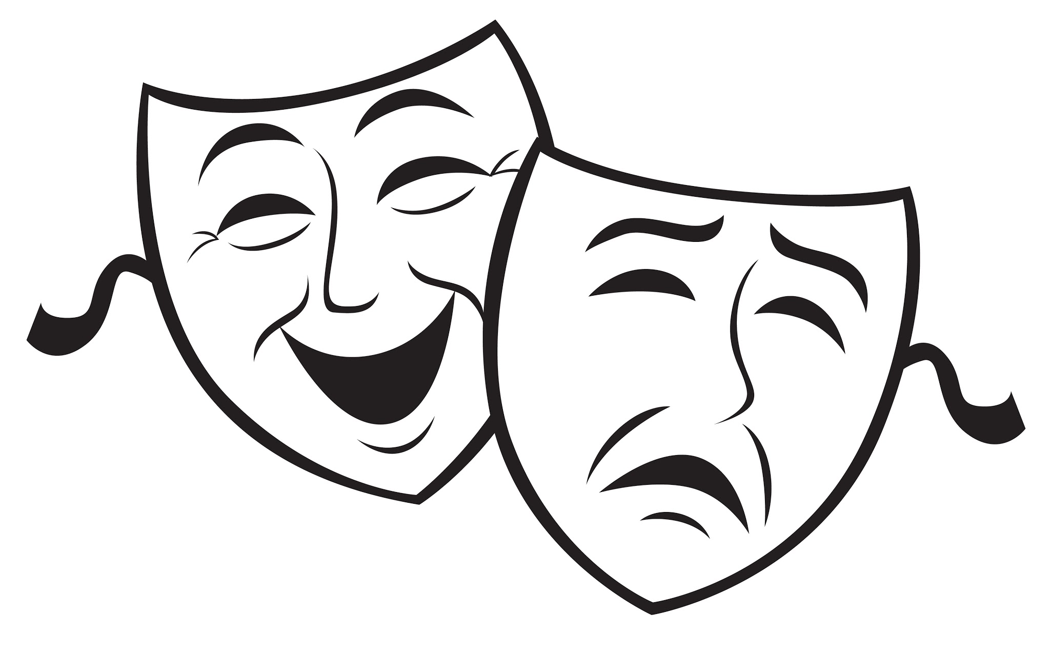 Drama faces black and white clipart 