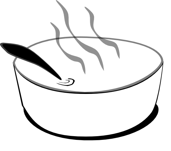 Soup pot clipart black and white 