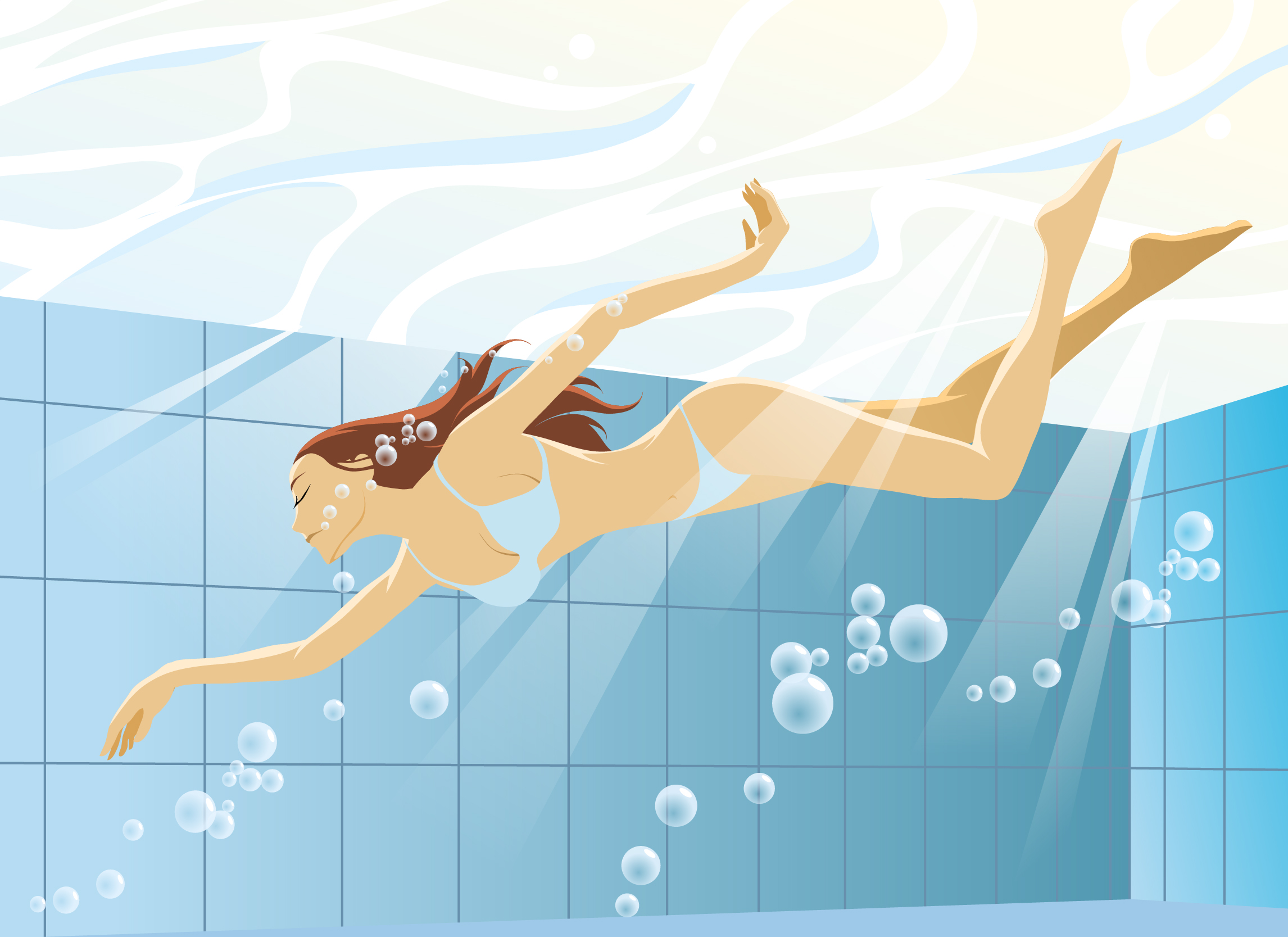 Девушка в бассейне иллюстрация