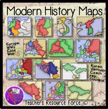 World War 2 and The Cold War Modern History Maps 
