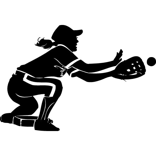 girls softball clipart black and white