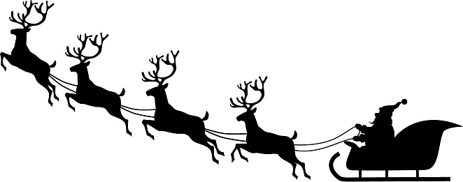 Santa sleigh silhouette clipart 