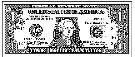 five dollar bill clip art black and white