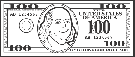 $100 Money Coloring Pages