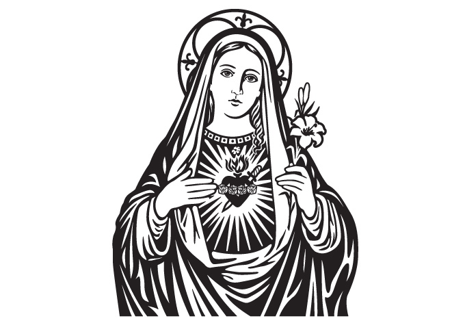 Mary clipart black and white 