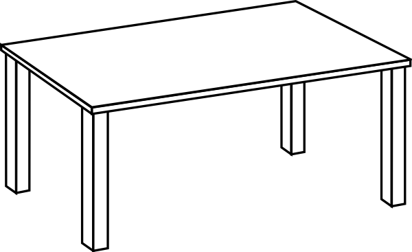 Black and white art table clipart 