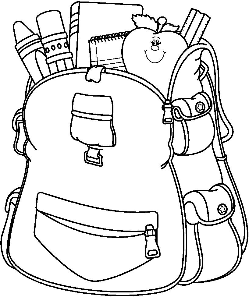 backpack clip art black and white