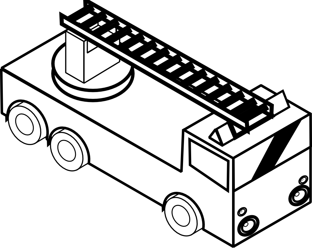 Fire Truck Black And White Clipart 