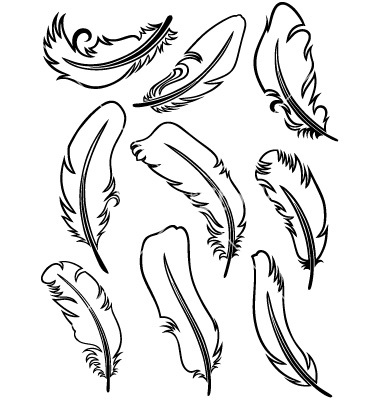 Turkey Feathers Outlines Clipart 