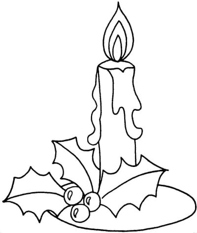 Christmas candle clipart black and white 