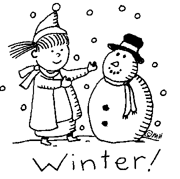 winter clip art for kids black and white