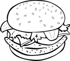 Black and white hamburger clipart 