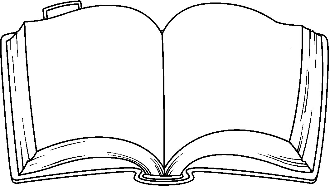 black and white open book clipart