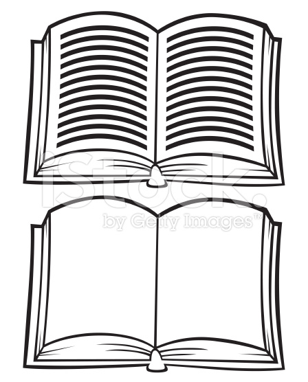 black and white open book clipart