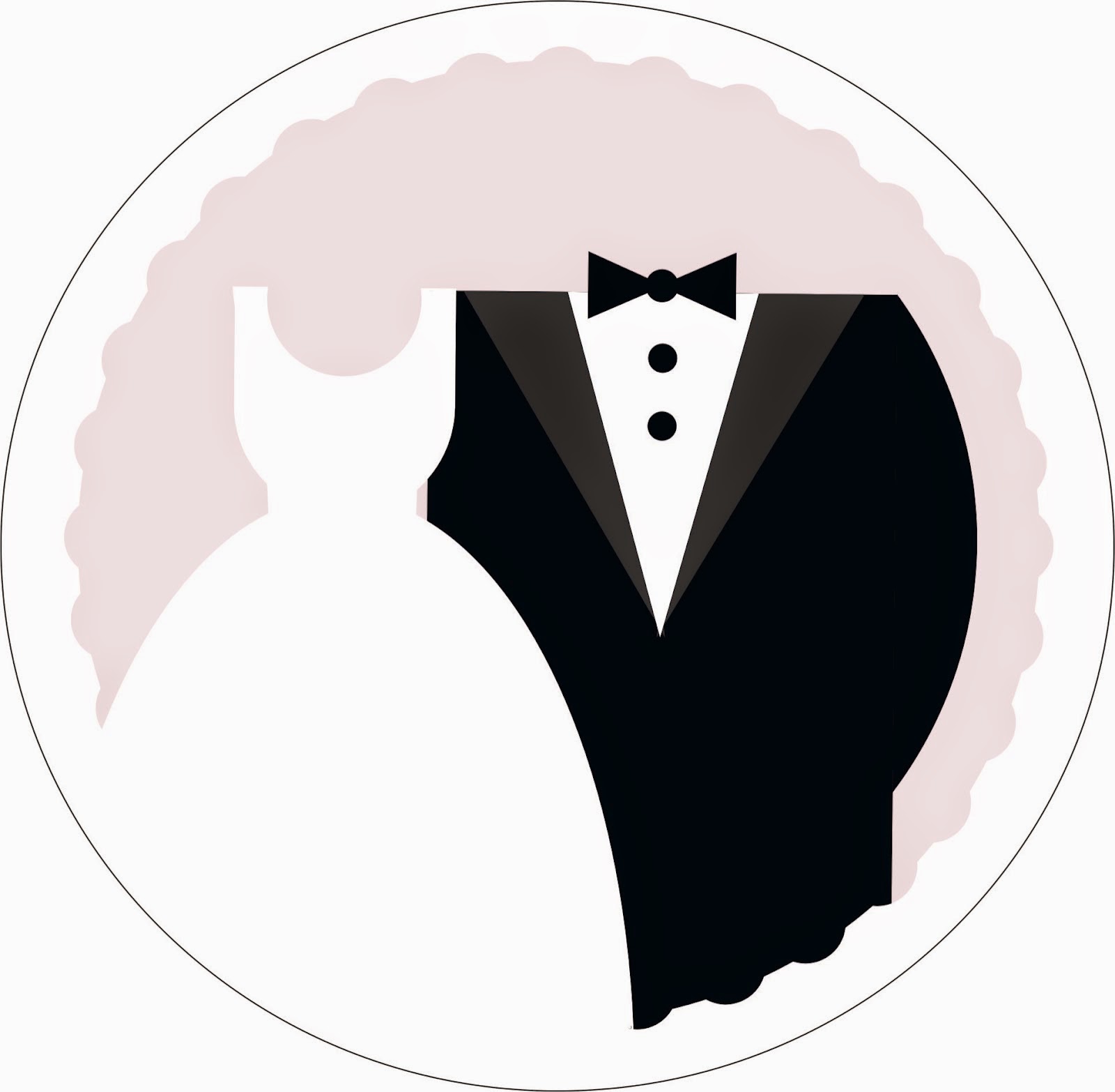 Tux and wedding dress clipart 