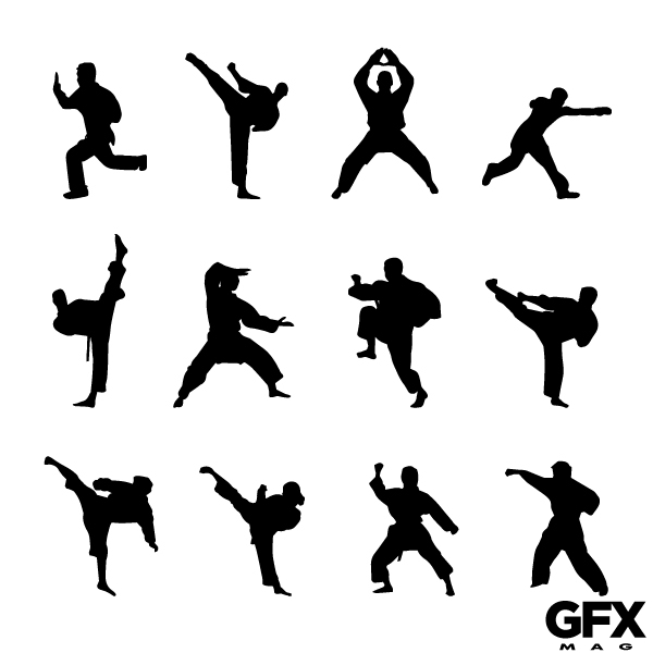 Free Vector Karate Chinese Martial Arts Silhouette Clip Art 