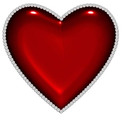 Red Heart with Diamonds PNG Clipart 