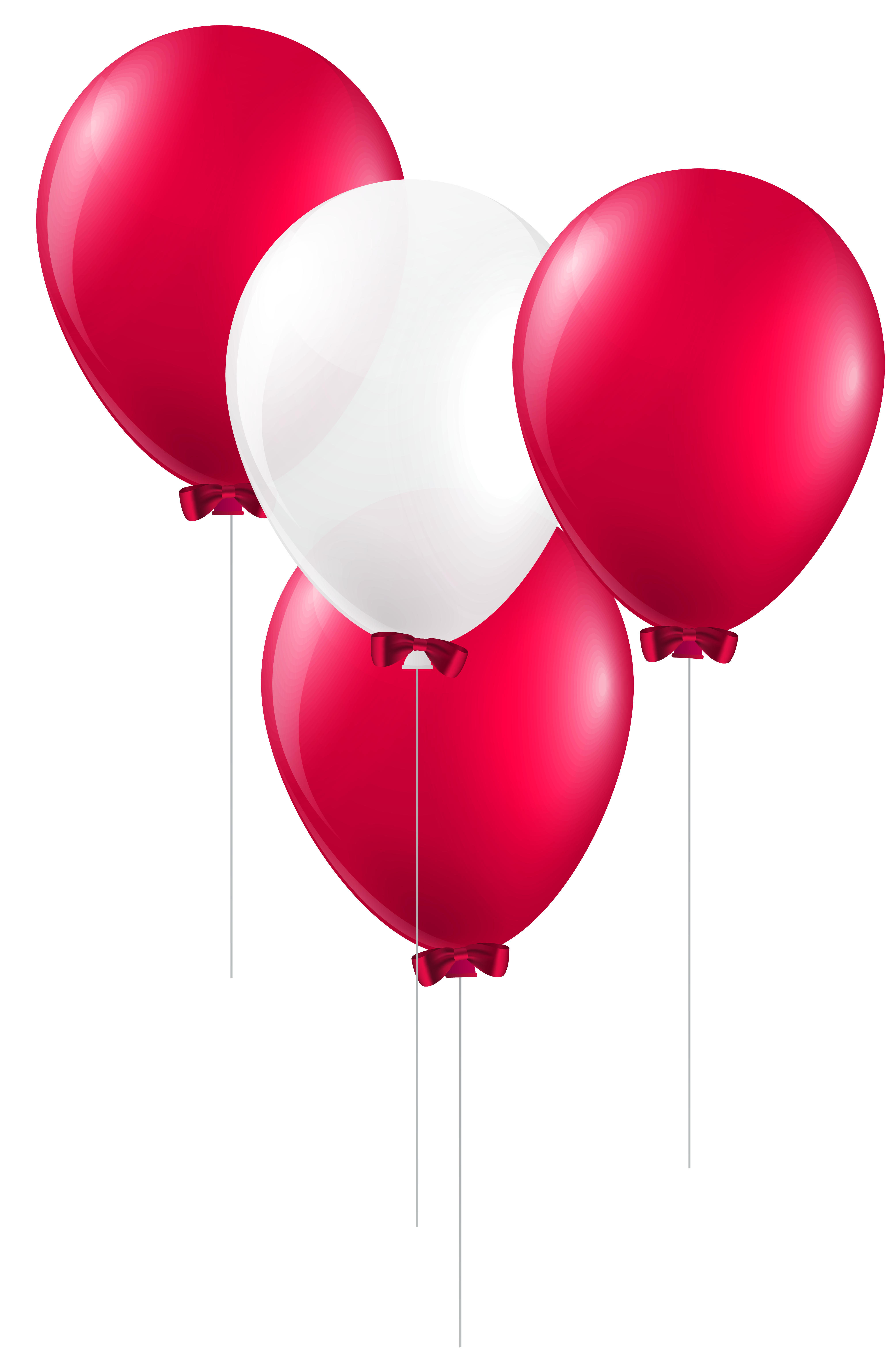 Red and White Balloons PNG Clip Art Image 