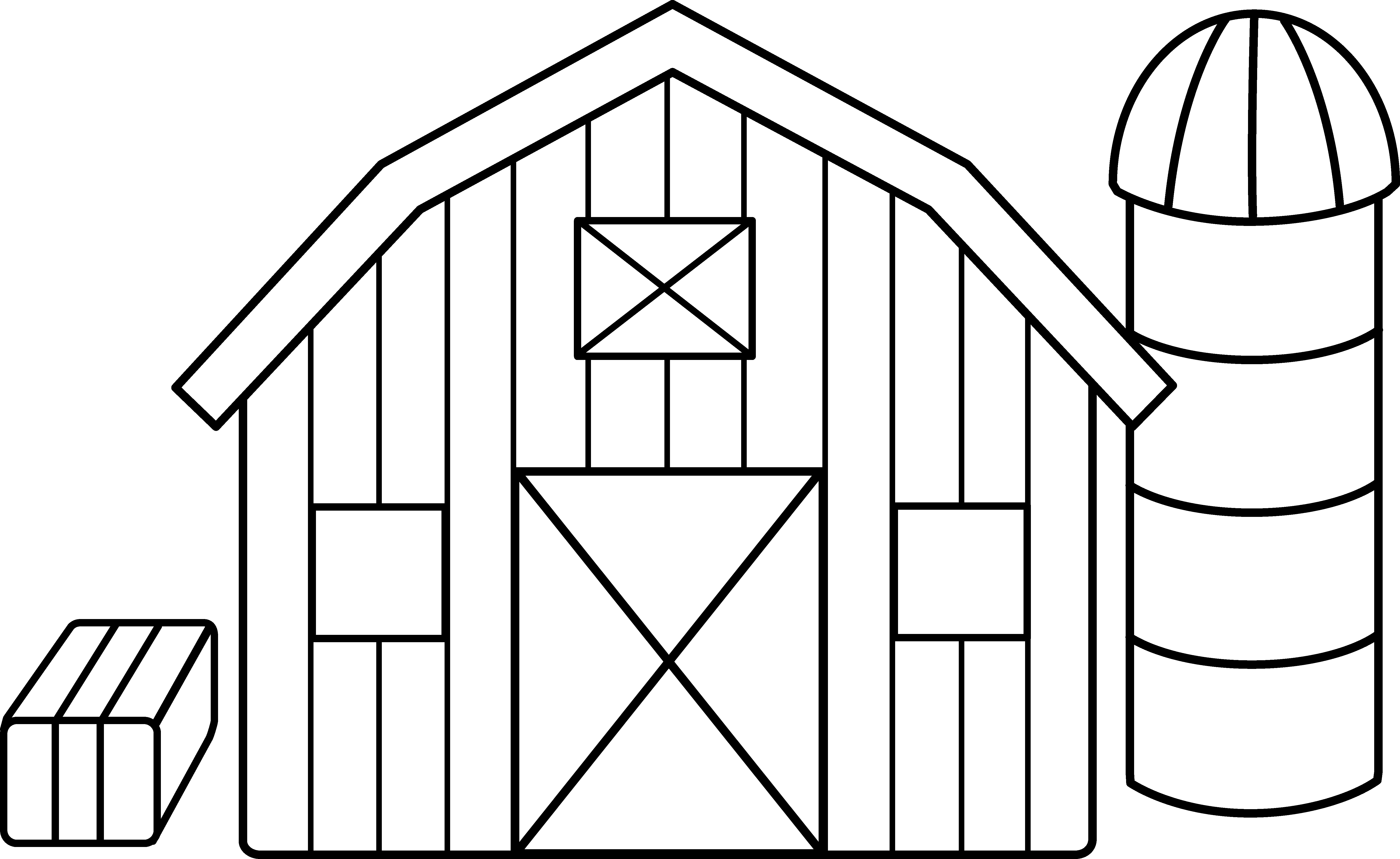 Farm house barn clipart black and white 