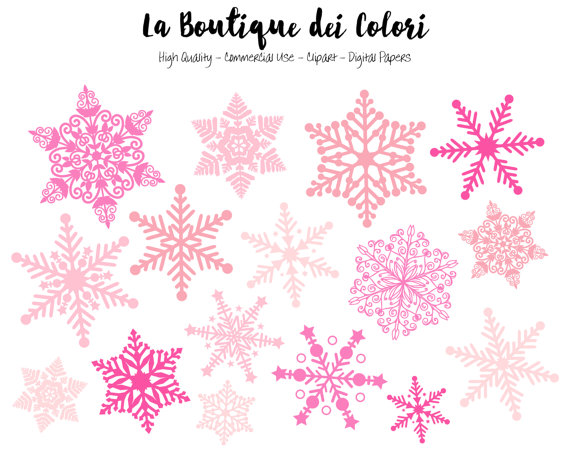 Pink Snowflake Clipart, Cute Graphics PNG, Christmas snow flakes 