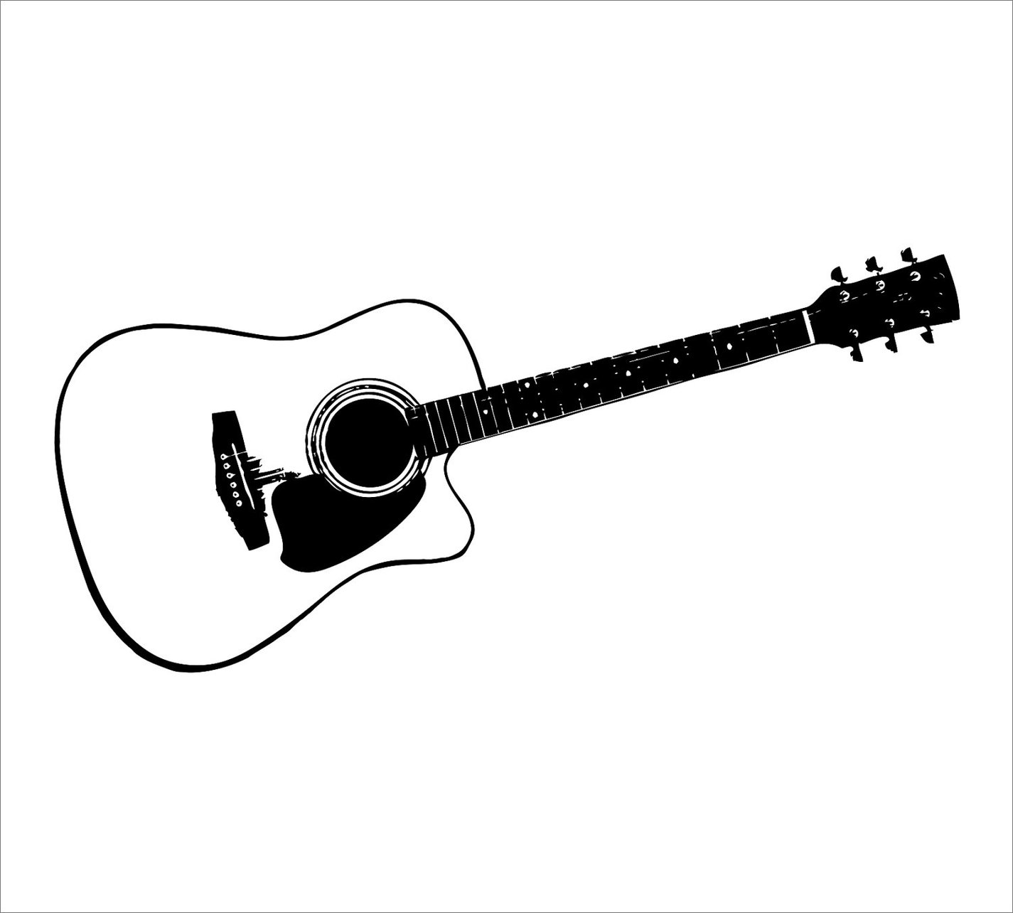 Acoustic guitar outline clipart 