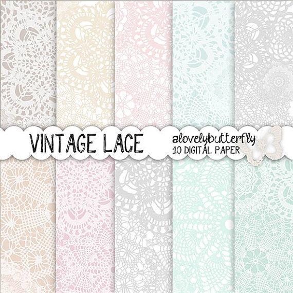 Vintage Lace Digital Paper, Wedding Invitation Digital, Lace 