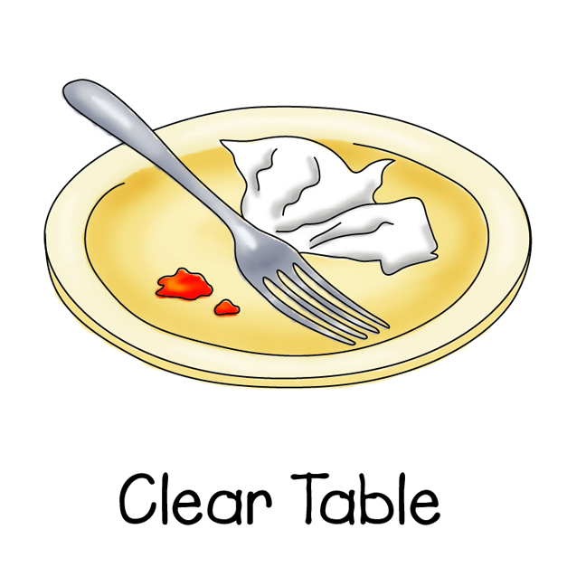 dirty dishes on table clip art