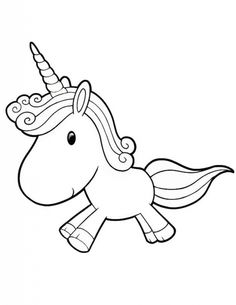 Cute unicorn clipart black and white 