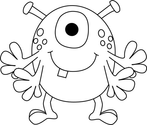 Classic monster clipart black and white 