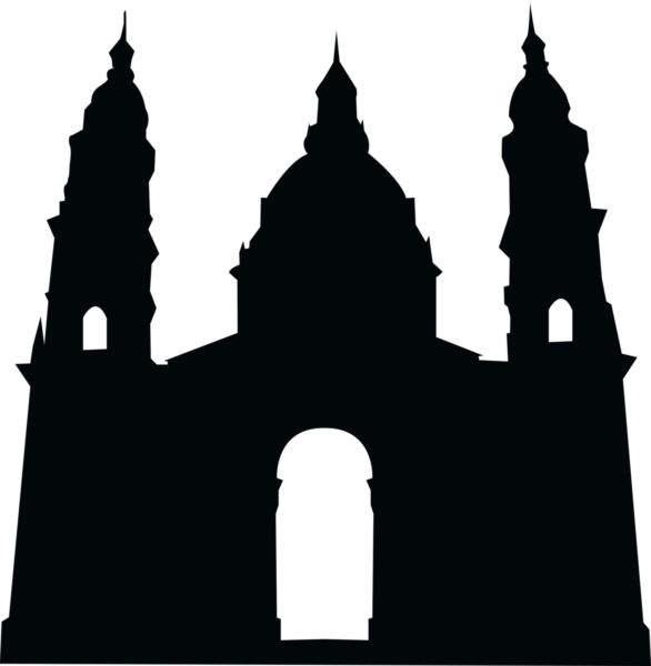 Vector image of a silhouette of church building. 