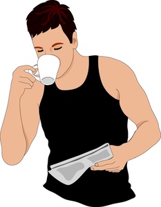 man drinking coffee clipart