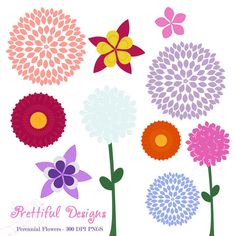 10 Hydrangea Clip Art in Purple, Flower graphics 